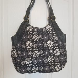 Relic Trinity Shopper Black Floral Canvas Purse